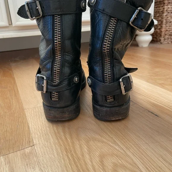 FRYE Veronica VTG BLACK LEATHER Shortie Boots Size 8 - Picture 2 of 16